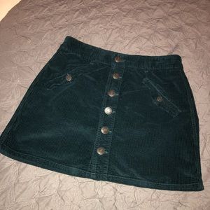 Green Corduroy Button-up Skirt